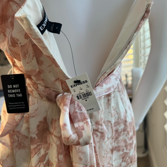 NWT EXPRESS Flowy Midi Spaghetti Strap Dress in Blush and White - Picture 7 of 9